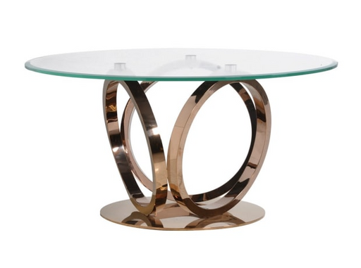 Rose Gold and Glass Round Dining Table