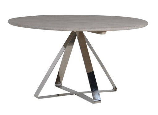 Weathered Elm and Stainless Steel Dining Table