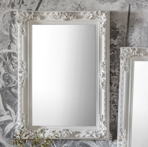 Altori White Ornate Rectangular Wall Mirror