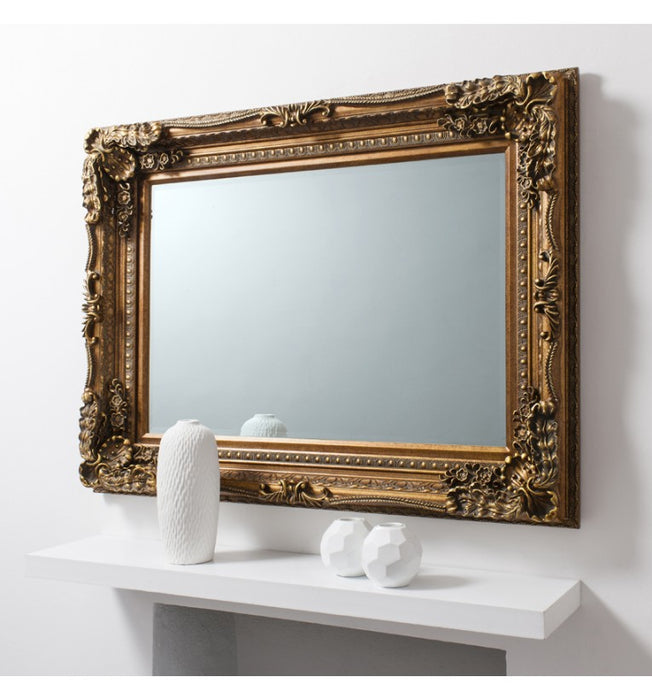 Carved Louis Gold Rectangular Wall Mirror