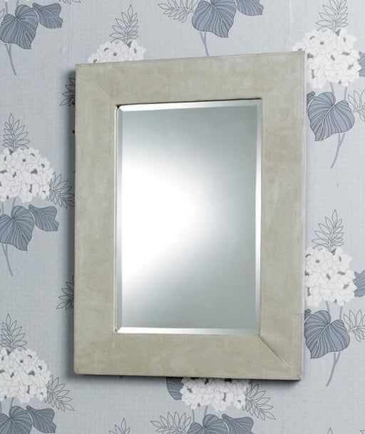 Modern Rectangular Cream Suede Border Bevelled Wall Mirror-Modern Mirror-Chic Concept