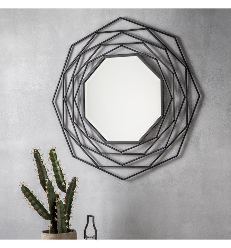 Estella Black Octagonal Wall Mirror