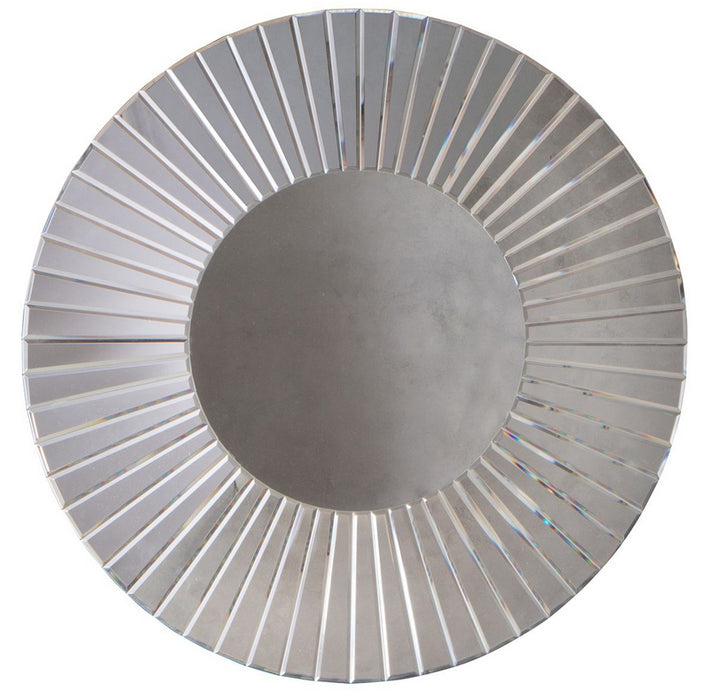 Faxton Silver Art Deco Round Wall Mirror