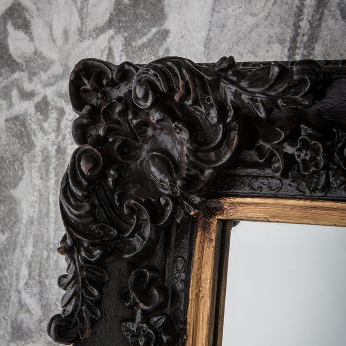 Harrelson Antique Black Modern Bevelled Wall Mirror