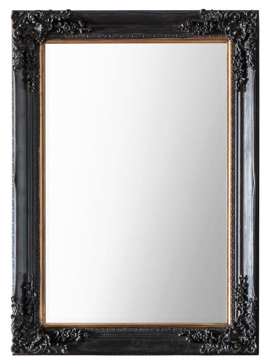 Harrelson Antique Black Modern Bevelled Wall Mirror