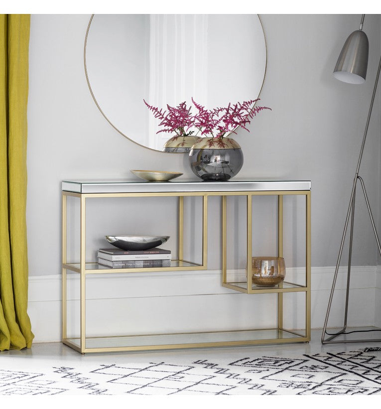 Champagne Pippard Mirrored Console Table