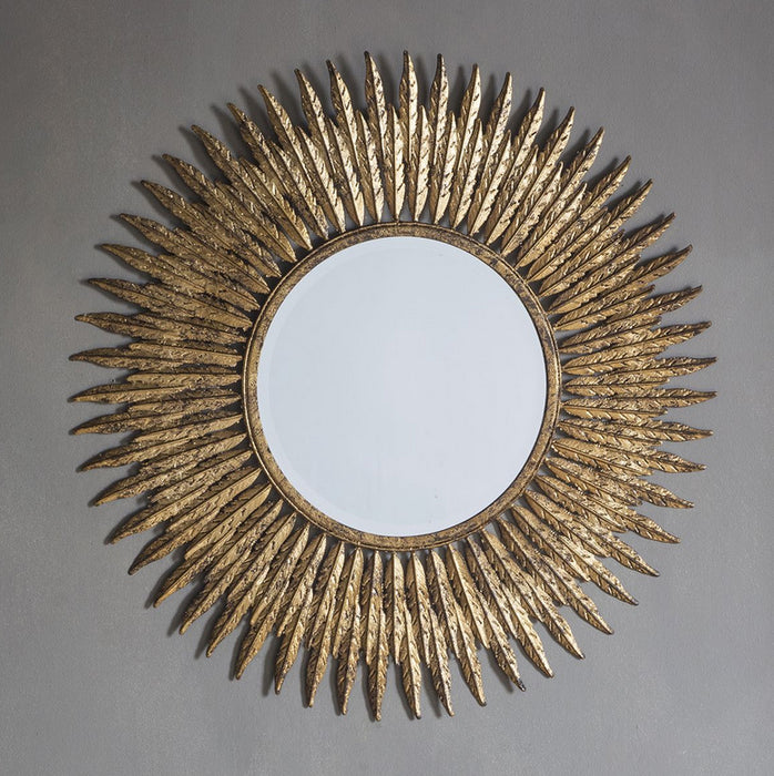 Quill Gold Leaf Round Wall Mirror