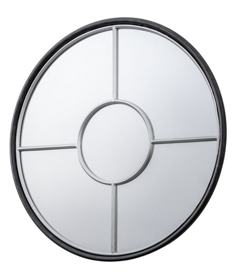 Rocca Black & Silver Large Round Wall Mirror