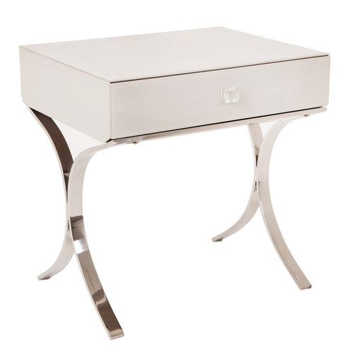 Iced Ivory Shagreen Sovana 1 Drawer Side Table