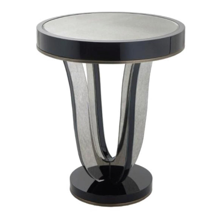 Termon Glass & Black Antique Mirrored Side/Lamp Table