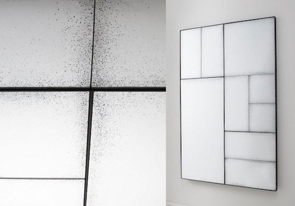 Broadheath 9 Panels Rectangular Black Wall Mirror